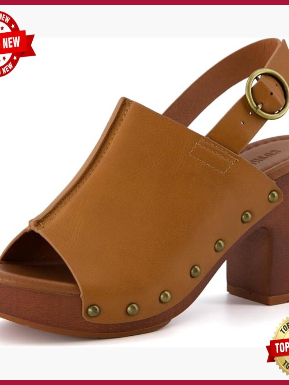 Faux Wood Platform Slide Sandals with Comfort Foam - Wide Widths